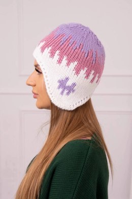 Czapka damska Nikol K405 fioletowy+ciemny różowy+biały  