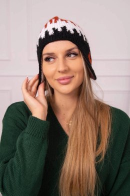 Czapka damska Nikol K405 rudy+biały+czarny  