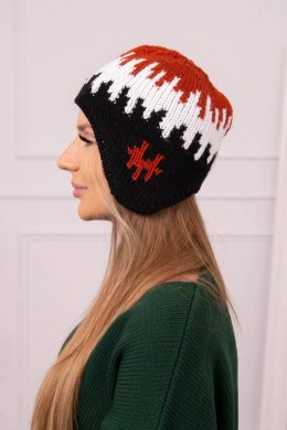 Czapka damska Nikol K405 rudy+biały+czarny  