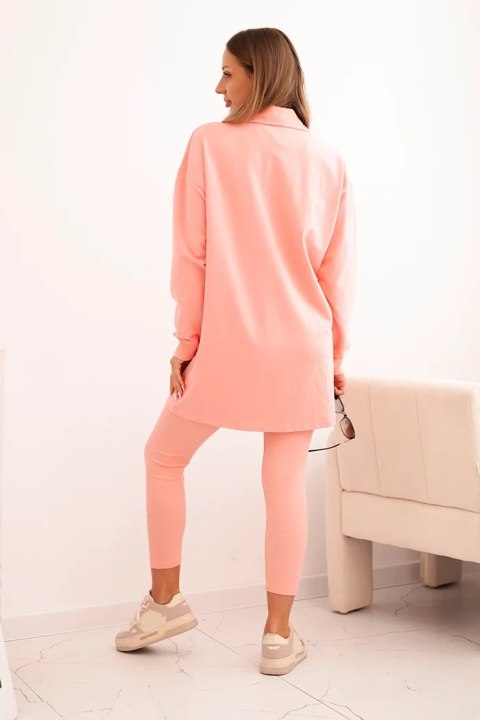 Komplet 3-częściowy bluza, top i legginsy morelowy Komplet 3-częściowy bluza, top i legginsy morelowy