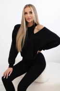 Komplet 3-częściowy bluza + top + legginsy czarny  