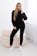 Komplet 3-częściowy bluza + top + legginsy czarny  