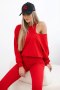 Komplet 3-częściowy bluza + top + legginsy czerwony  