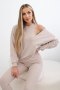 Komplet 3-częściowy bluza + top + legginsy jasny beżowy  