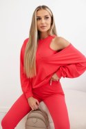 Komplet 3-częściowy bluza + top + legginsy malinowy  