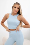 Komplet 3-częściowy bluza + top + legginsy niebieski  