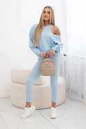 Komplet 3-częściowy bluza + top + legginsy niebieski  