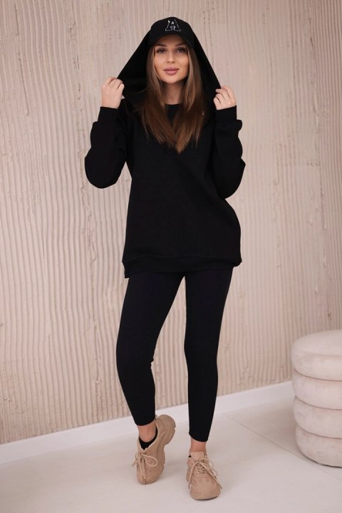 Komplet 3 w 1 bluza, top i legginsy czarny Komplet 3 w 1 bluza, top i legginsy czarny