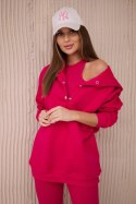 Komplet 3 w 1 bluza, top i legginsy fuksja  