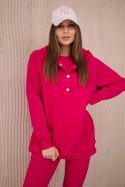 Komplet 3 w 1 bluza, top i legginsy fuksja  