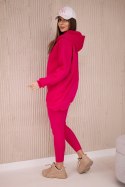 Komplet 3 w 1 bluza, top i legginsy fuksja  