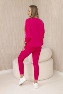 Komplet bawełniany bluza + legginsy fuksja  