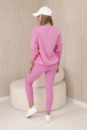 Komplet bawełniany bluza + legginsy jasny różowy  