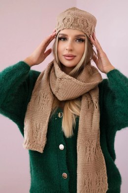 Komplet damski z szalem Adrianna K417 camelowy  