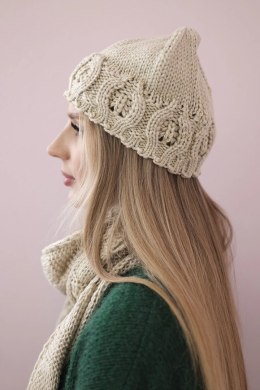 Komplet damski z szalem Adrianna K417 ciemny beżowy  