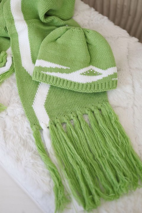 Komplet damski z szalem Jagna K356 pistacjowy  