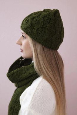 Komplet damski z szalem Michalina K415 khaki  