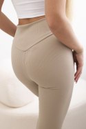 Legginsy prążkowane beżowe  