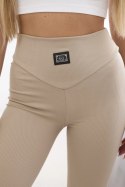 Legginsy prążkowane beżowe  