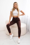Legginsy prążkowane brązowe  