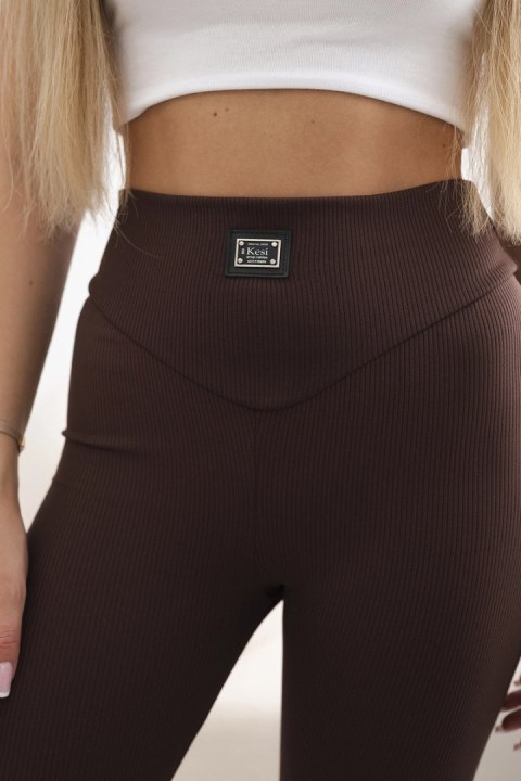 Legginsy prążkowane brązowe Legginsy prążkowane brązowe