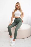 Legginsy prążkowane ciemno miętowe  