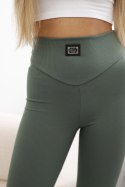 Legginsy prążkowane ciemno miętowe  