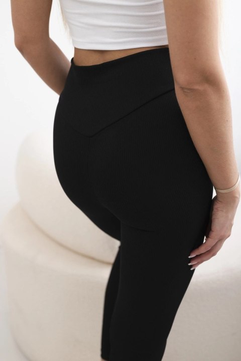 Legginsy prążkowane czarne Legginsy prążkowane czarne