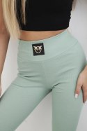 Legginsy w prążek z wysokim stanem ciemno miętowe  