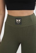 Legginsy w prążek z wysokim stanem khaki  