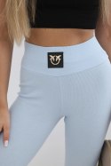 Legginsy w prążek z wysokim stanem niebieskie  