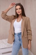 Marynarka z klapami elegancka camelowa  