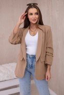 Marynarka z klapami elegancka camelowa  