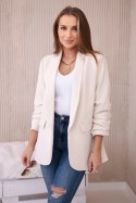 Marynarka z klapami elegancka jasno beżowa  
