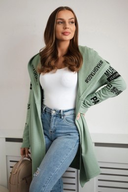 Bluza Narzutka z napisami jasno miętowa  