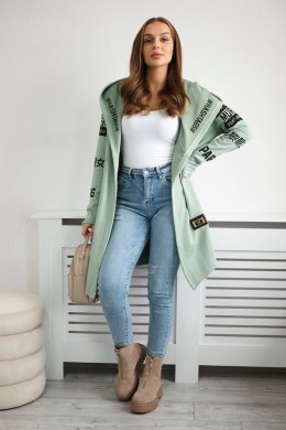 Bluza Narzutka z napisami jasno miętowa  