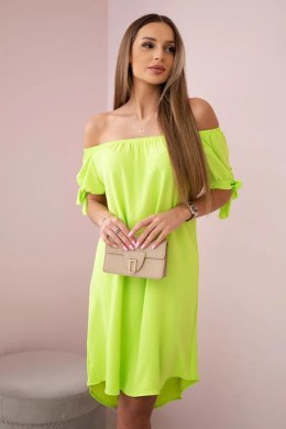 Sukienka wiązana na rękawach żółty neon  