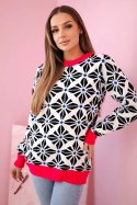 Sweter z geometrycznym motywem biały  