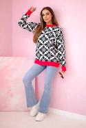 Sweter z geometrycznym motywem biały  