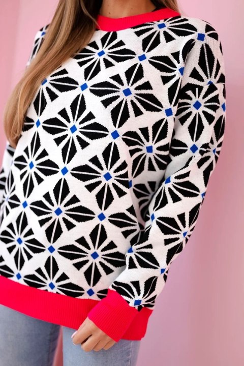 Sweter z geometrycznym motywem biały Sweter z geometrycznym motywem biały