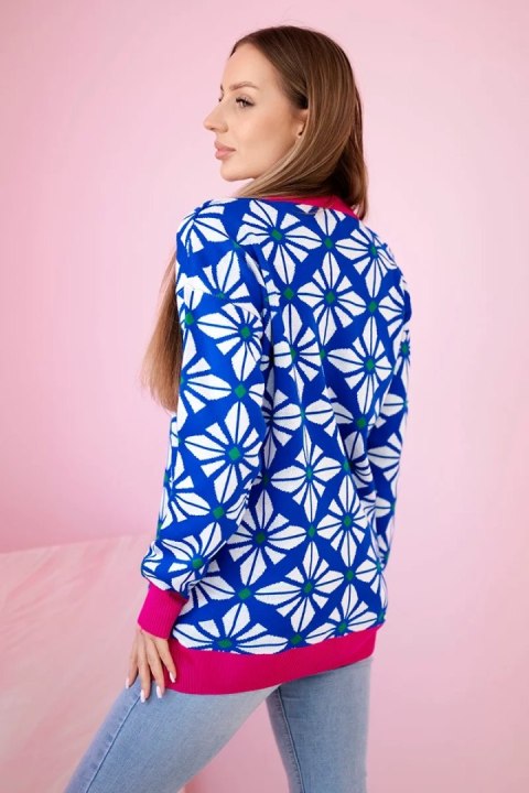 Sweter z geometrycznym motywem chabrowy Sweter z geometrycznym motywem chabrowy