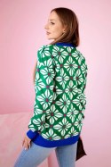 Sweter z geometrycznym motywem zielony  