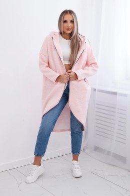 Bluza ocieplana długa pudrowy róż melanż  