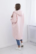 Bluza ocieplana długa pudrowy róż melanż  