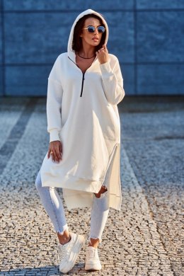 Bluza ocieplana z rozcięciami na bokach ecru  
