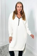 Bluza ocieplana z rozcięciami na bokach ecru  