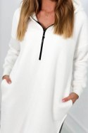 Bluza ocieplana z rozcięciami na bokach ecru  