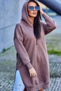 Bluza ocieplana z rozcięciami na bokach mocca  