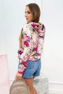 Bluza welurowa z kapturem różowa  