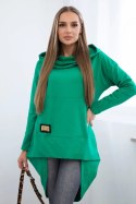 Bluza z długim tyłem i kapturem jasno zielona  